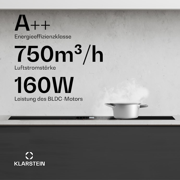 AirJet Hybrid Down Air System | Table de cuisson à induction avec hotte intégrée | 600 m³/h | CEE A+ 83 cm | AirJetHybrid | Noir