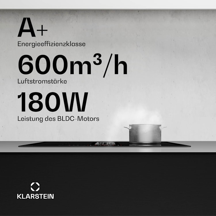 AirJet FlexPro Down Air System | Induktionsherd + Abzugshaube | Flexzone | Booster 60 cm | AirJetFlexPro | Schwarz