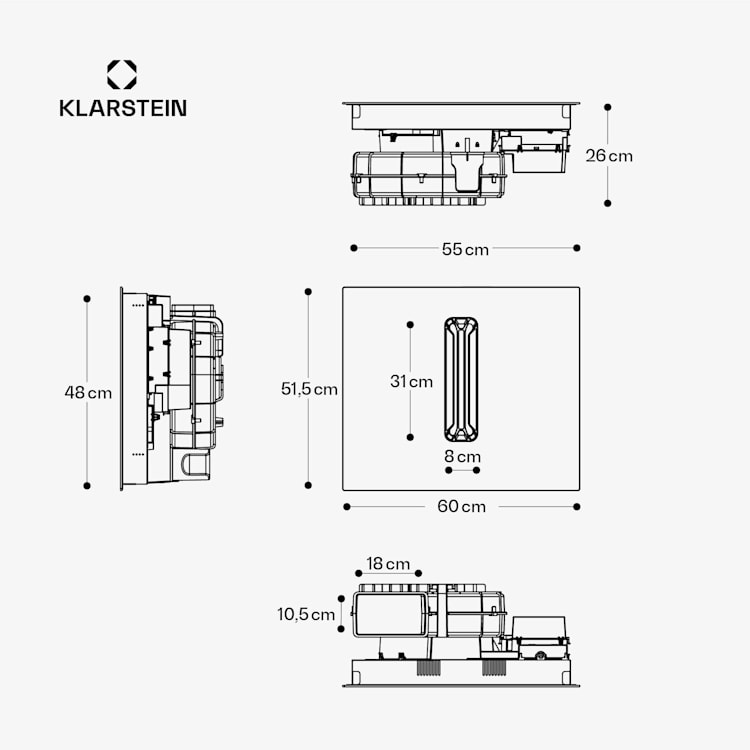 AirJet FlexPro Down Air System | Induction hob + extractor bonnet | Flexzone | Booster 60 cm | AirJetFlexPro | Black