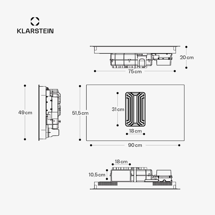 AirJet FlexPro Down Air System | Piano cottura a induzione + cappa aspirante | Zona flex | Booster 90 cm | AirJetFlexPro | Bianco