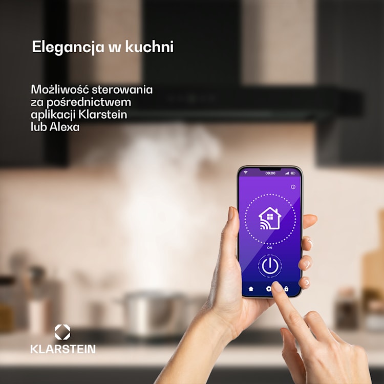 SmartEdge okap kuchenny, Wi-Fi, cichy, wydajny, LED, 550 m³/h, klasa energetyczna A+ 90 cm | Czarny