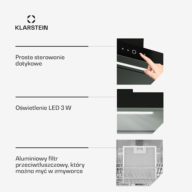SmartEdge okap kuchenny, Wi-Fi, cichy, wydajny, LED, 550 m³/h, klasa energetyczna A+ 90 cm | Czarny