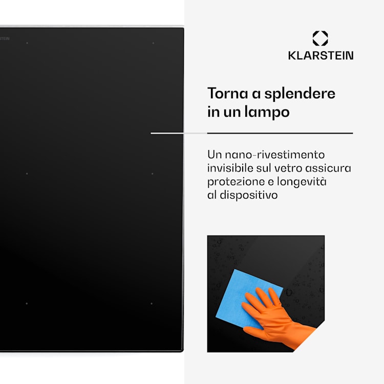 NanoGlow piano cottura a induzione | 4 piani cottura | Zone flex | Booster | Nanorivestimento NanoGlow | 60 cm | Nero
