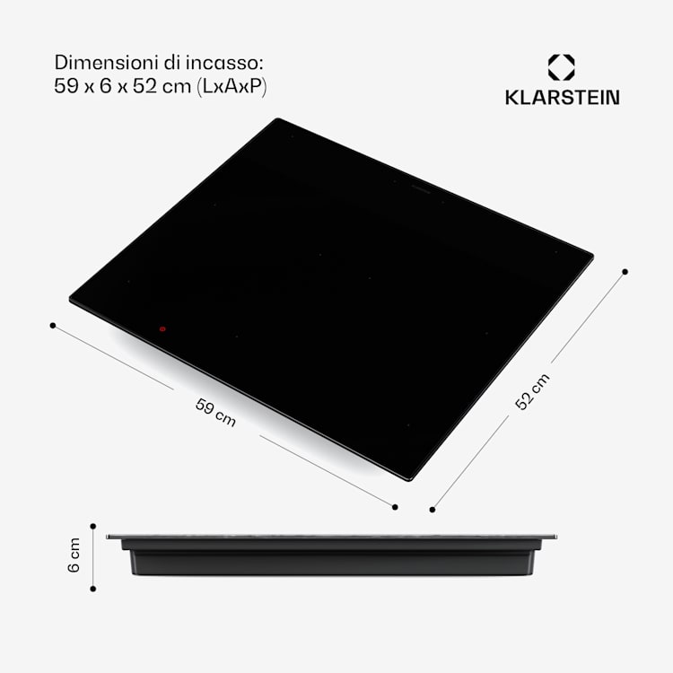 NanoGlow piano cottura a induzione | 4 piani cottura | Zone flex | Booster | Nanorivestimento NanoGlow | 60 cm | Nero