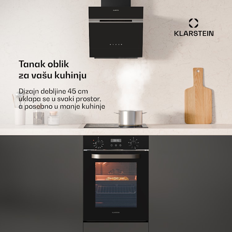 SmartSlim pećnica, Tanak dizajn, 9 funkcija, zapremnina 49 L, jednostavno čišćenje, EEK A Crna