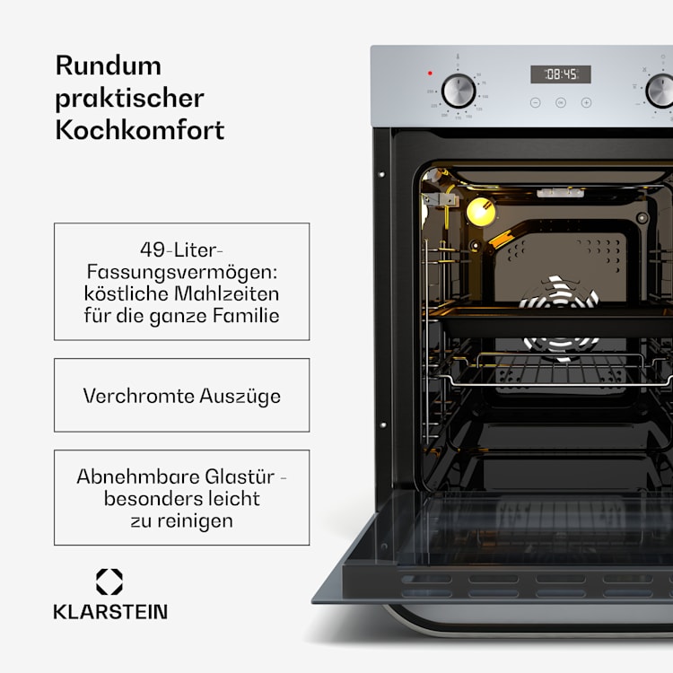 SmartSlim Backofen | Slim Design | 9 Funktionen | 49L Kapazität | leichte Reinigung | EEK A Weiß