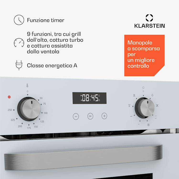 SmartSlim Forno | Design sottile | 9 funzioni | Capacità 49L | Pulizia facile | CEE A Bianco