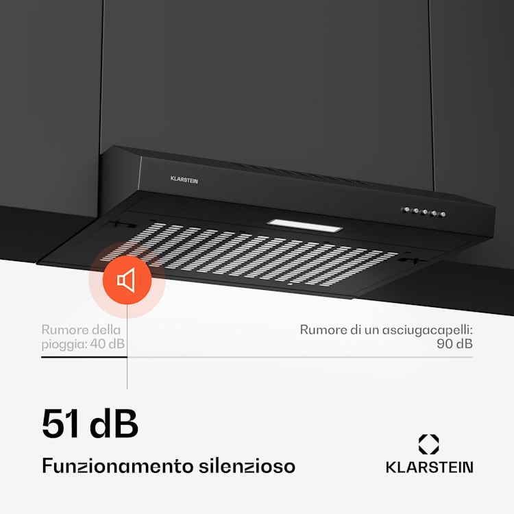 SlimVent 60 Black - Cappa aspirante per avere sempre aria fresca in cucina Nero