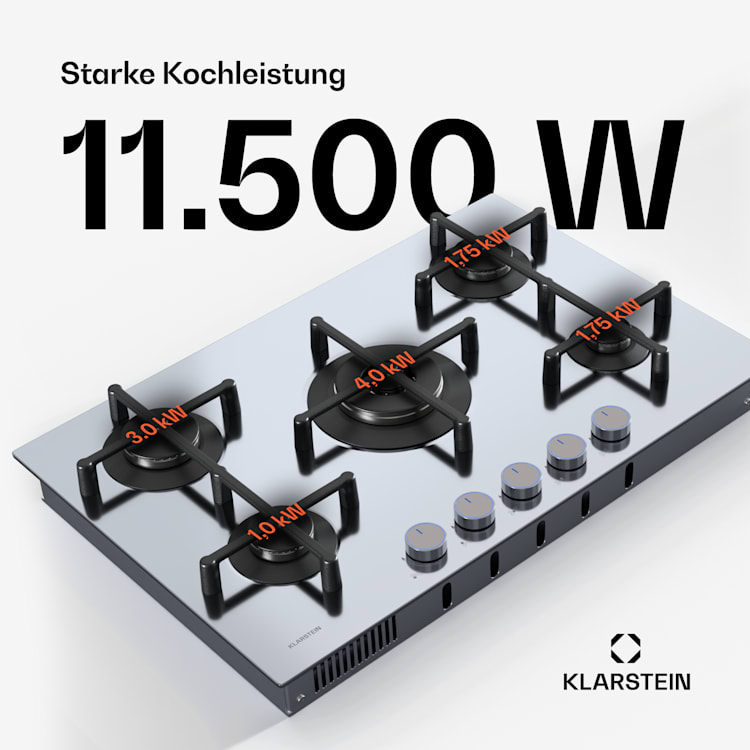 Illuminosa 5 Gaskochfeld 5-flammig Sabaf-Brenner Edelstahl 5 | Edelstahl