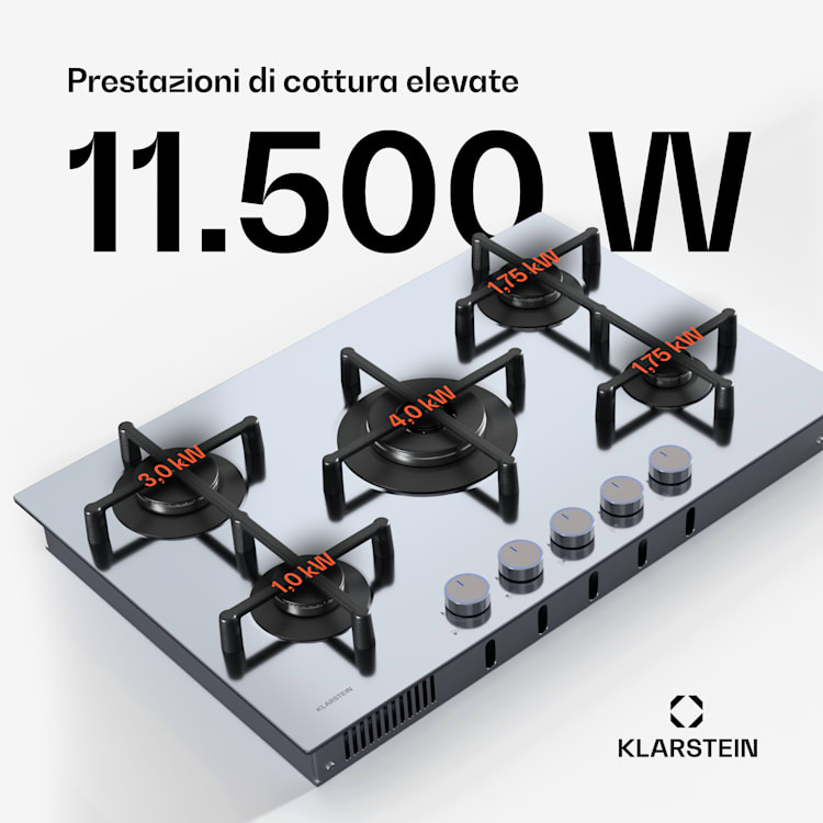 Illuminosa 5 piano cottura a gas 5 fuochi bruciatore Sabaf acciaio inox 5 | Acciaio inox