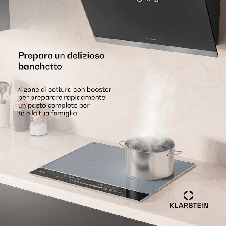 DualTone Flex piano cottura a induzione | Zone flex | Display a LED | Controllo scorrevole | 7200 W DualTone Flex | 60 cm | Argento