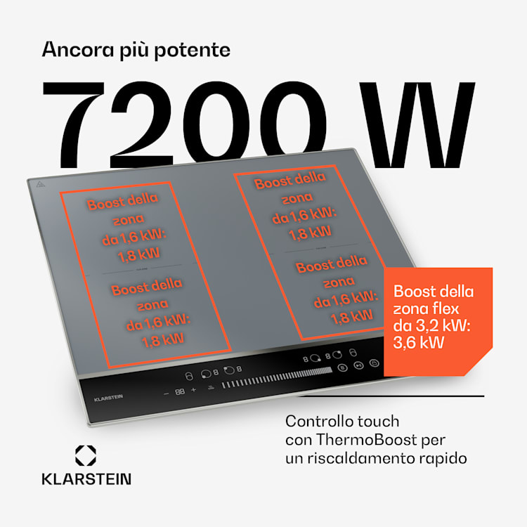 DualTone Flex piano cottura a induzione | Zone flex | Display a LED | Controllo scorrevole | 7200 W DualTone Flex | 60 cm | Argento