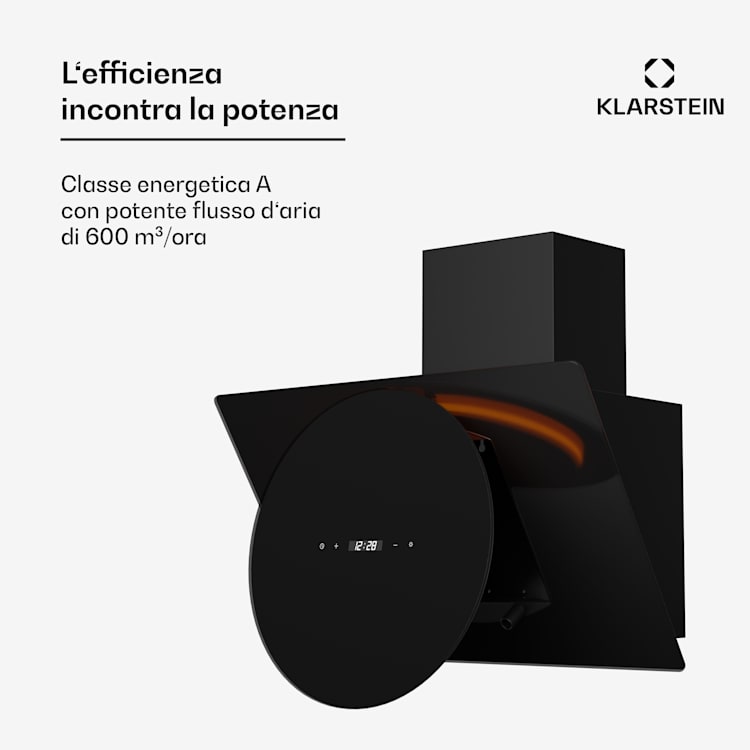 Total Eclipse cappa aspirante | Illuminazione a LED | Touch | 594,2 m³/h | Aria di scarico/ricircolo 60 cm | Nero