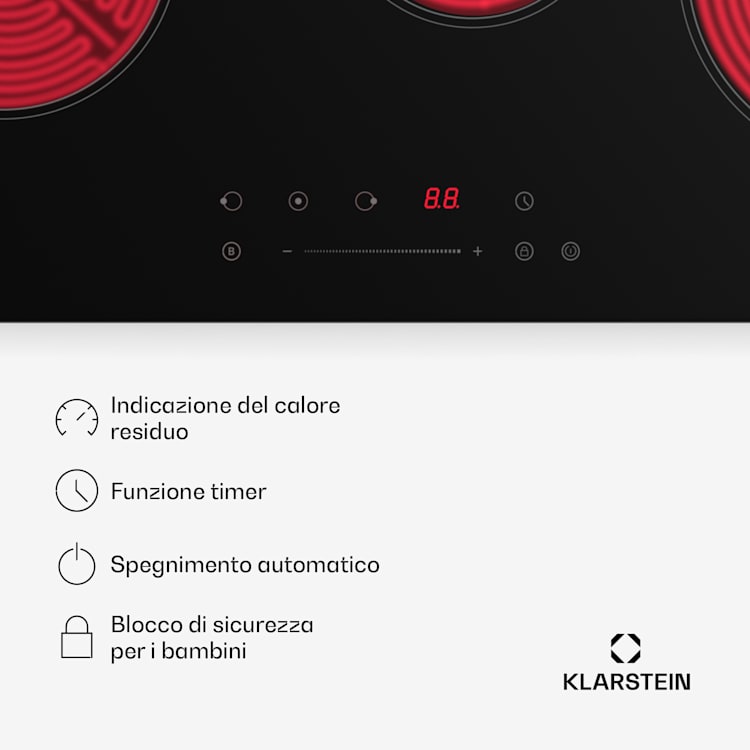 CeramEase Slim VTC piano cottura | Vetroceramica | 3 fuochi | 5,2 kW | Touch | Timer 