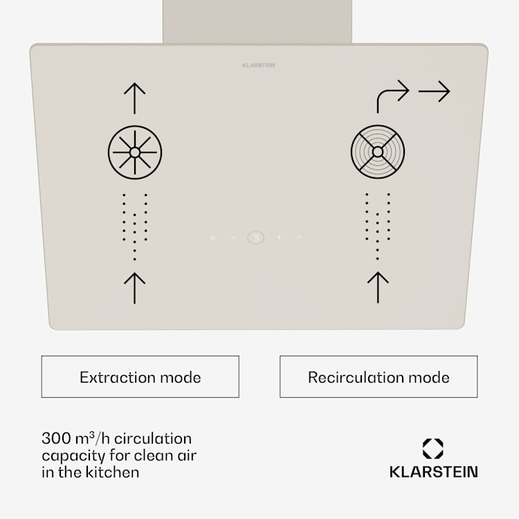 MaxAir extractor hood | compact & powerful | A++ energy efficiency | dual ventilation 50 cm | Vintage Cream