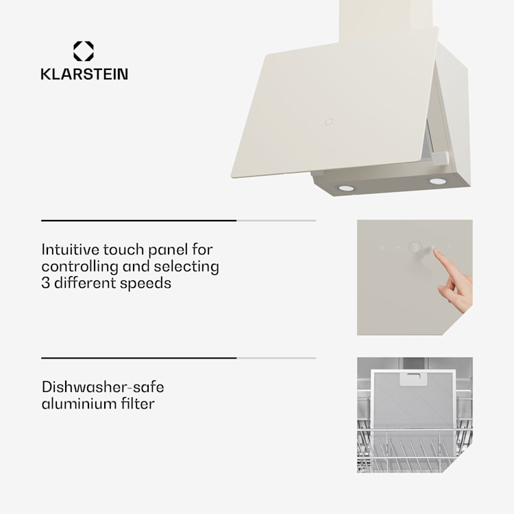 MaxAir extractor hood | compact & powerful | A++ energy efficiency | dual ventilation 50 cm | Vintage Cream