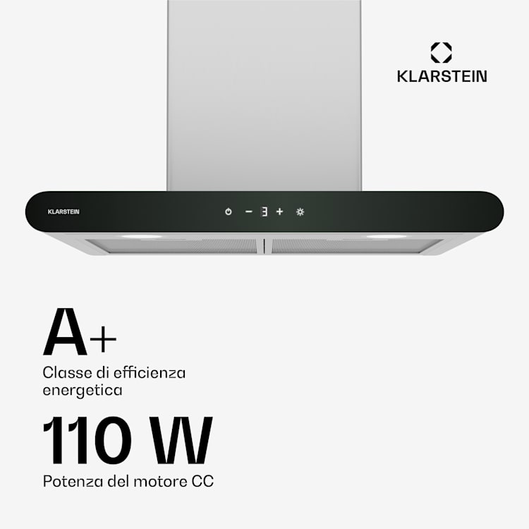 CurveVent - Cappa aspirante | 700 m³/ora | Touch | LED | 110 W | Classe energetica A+ 