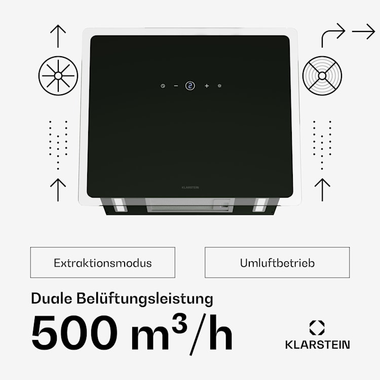 AlizeEdge Dunstabzugshaube | Touch | Flach | Leise | Bauweise | A+ 60 cm | Schwarz