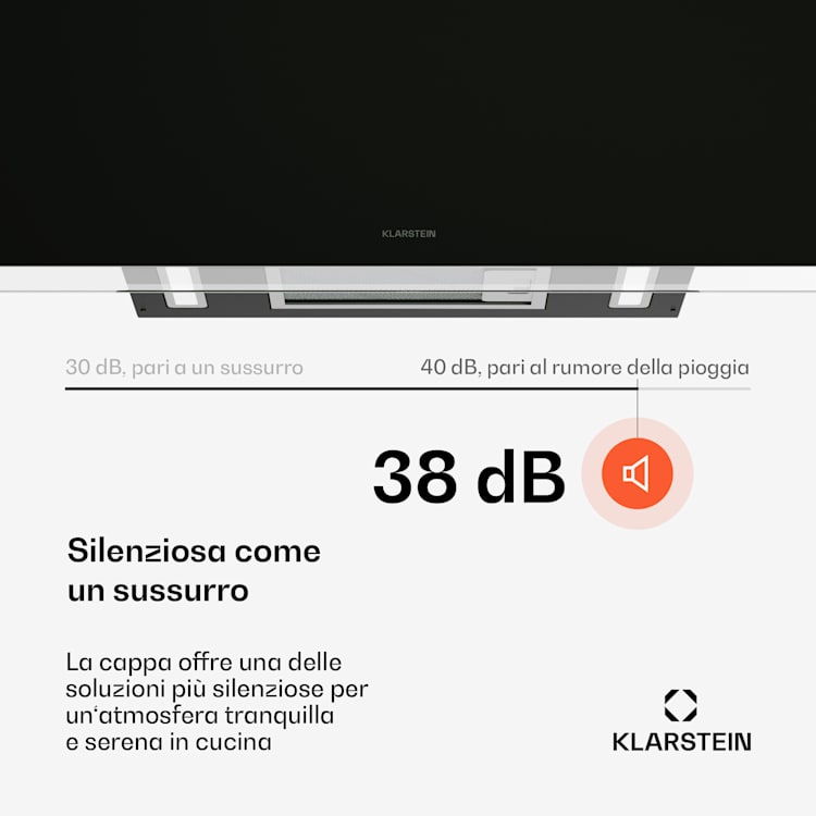 AlizeEdge - Cappa aspirante | Touch | Piatta | Silenziosa | Struttura | A+ 90 cm | Nero