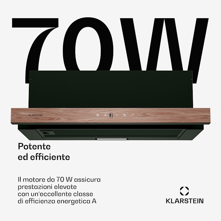 ZenFusion - Cappa aspirante | Flusso d'aria: 400 m³/ora | Classe energetica A | Scarico/ricircolo | 3 livelli di ventilazione | Silenziosa 60 cm | Nero