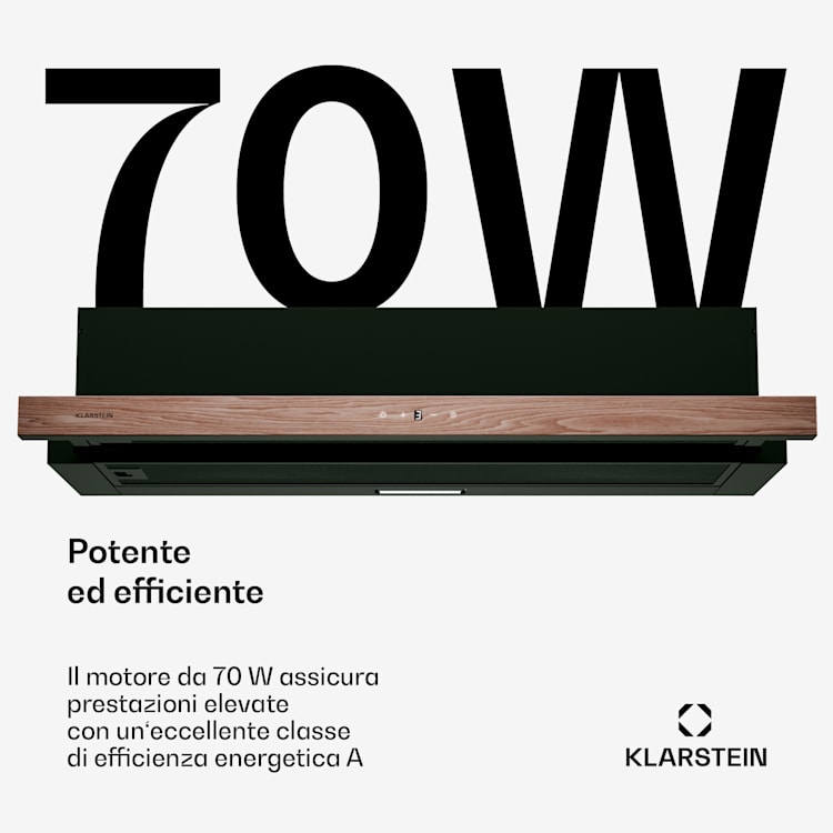 ZenFusion - Cappa aspirante | Flusso d'aria: 400 m³/ora | Classe energetica A | Scarico/ricircolo | 3 livelli di ventilazione | Silenziosa 90 cm | Nero