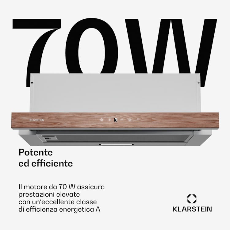 ZenFusion - Cappa aspirante | Flusso d'aria: 400 m³/ora | Classe energetica A | Scarico/ricircolo | 3 livelli di ventilazione | Silenziosa 60 cm | Bianco
