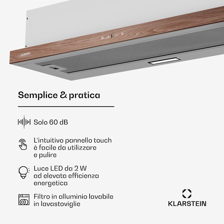 ZenFusion - Cappa aspirante | Flusso d'aria: 400 m³/ora | Classe energetica A | Scarico/ricircolo | 3 livelli di ventilazione | Silenziosa 90 cm | Bianco