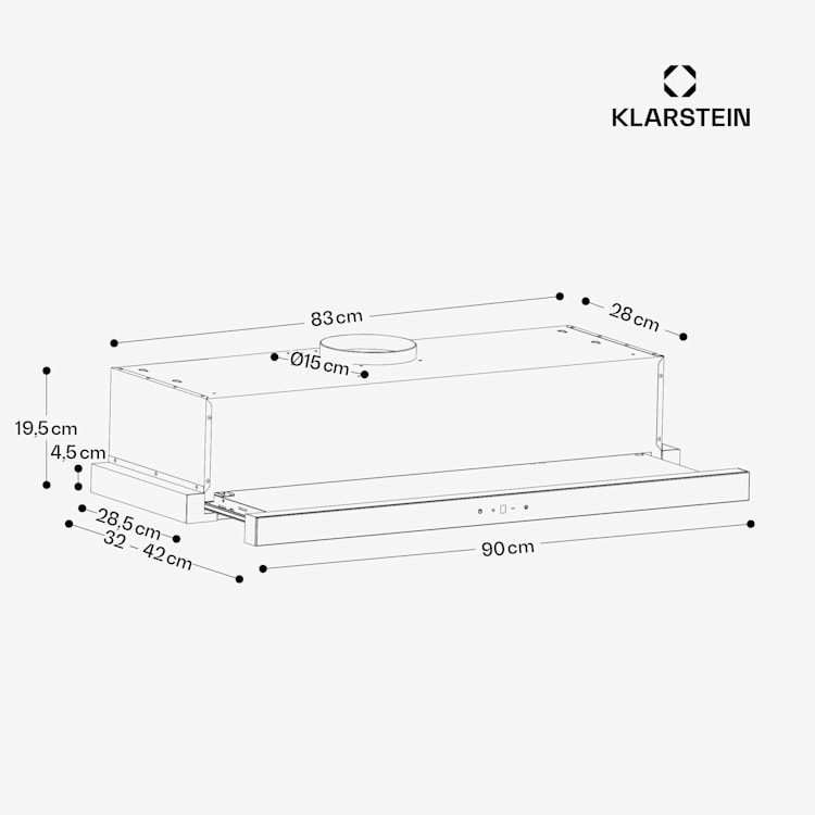 ZenFusion - Cappa aspirante | Flusso d'aria: 400 m³/ora | Classe energetica A | Scarico/ricircolo | 3 livelli di ventilazione | Silenziosa 90 cm | Bianco