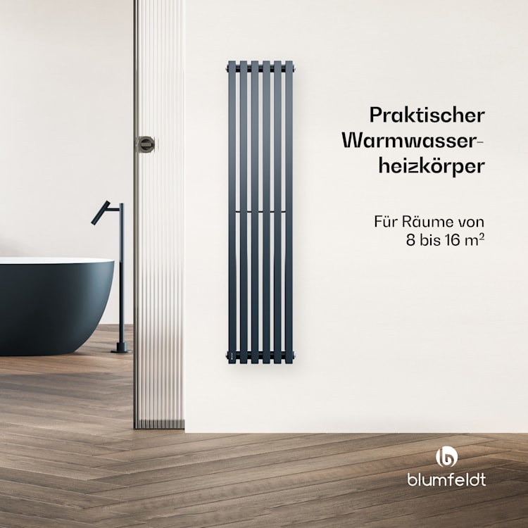Delgado Heizkörper | modernes Design | 25 x 120 cm | 942 W | Mittelanschluss 120 x 25 cm | Anthrazit