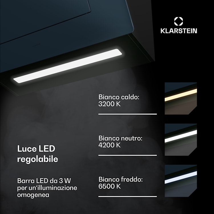 SleekAir - Cappa aspirante | A+++ | 717 m³/ora | Touch | LED | 60 cm 60 cm | Antracite