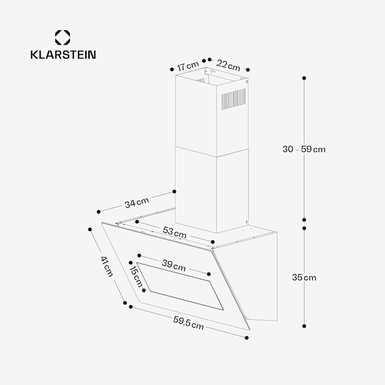 SleekAir - Cappa aspirante | A+++ | 717 m³/ora | Touch | LED | 60 cm 60 cm | Antracite