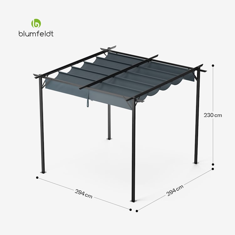 Pantheon Robust - Pergola, 3x3m, resistente agli agenti atmosferici, in acciaio verniciato a polvere 3 x 3 m | Senza pareti laterali | Grigio scuro