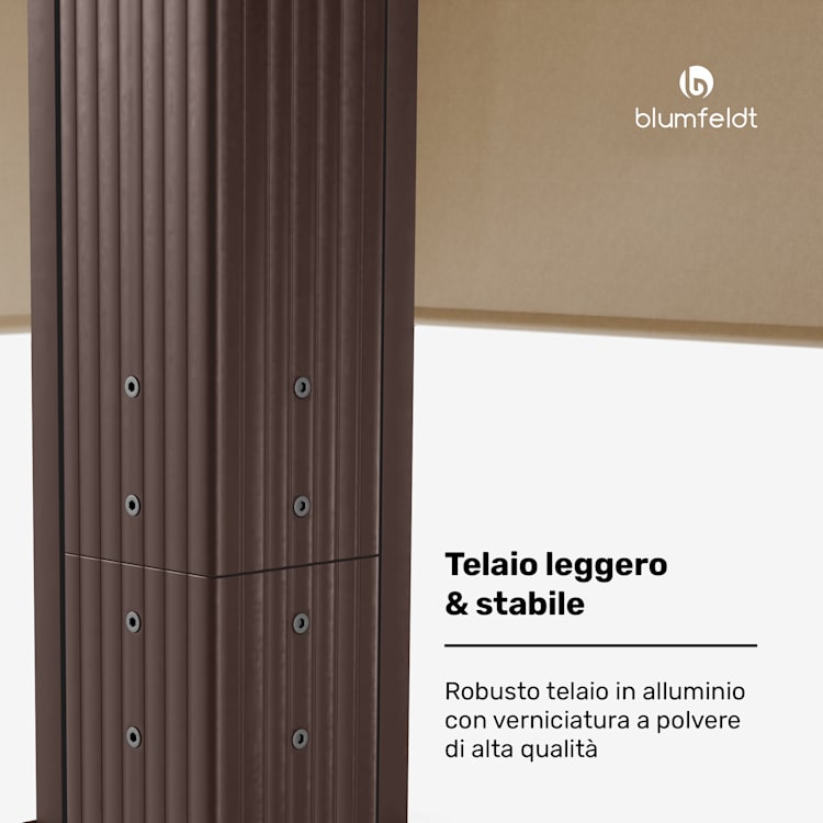 Pantheon Cortina - Gazebo, 3x4 m | Resistente alle intemperie | Alluminio | Verniciato a polvere | Imposte 3 x 4 m | Marrone/Beige