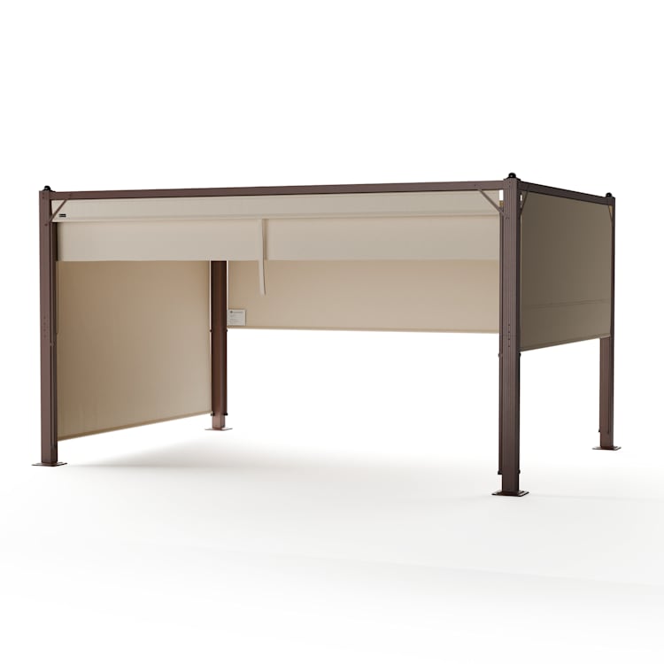 Pantheon Cortina - Gazebo, 3x4 m | Resistente alle intemperie | Alluminio | Verniciato a polvere | Imposte 3 x 4 m | Marrone/Beige
