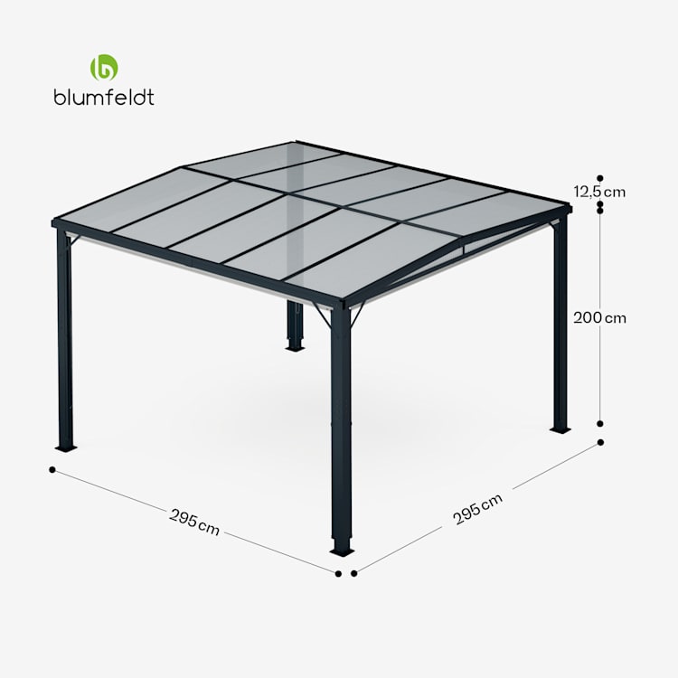 Pantheon Cortina Solid Sky Pergola 3x3 | résistant aux intempéries | thermolaquée | volets latéraux 