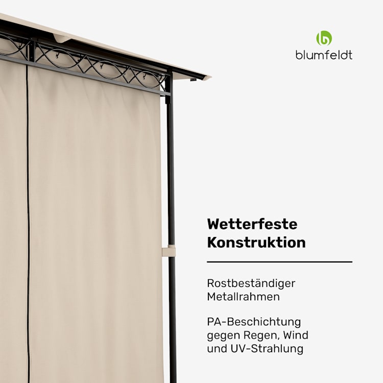 Mondo 3x4 Pavillon mit Metallrahmen und 4 Seitenwänden 3 x 4 m | Beige