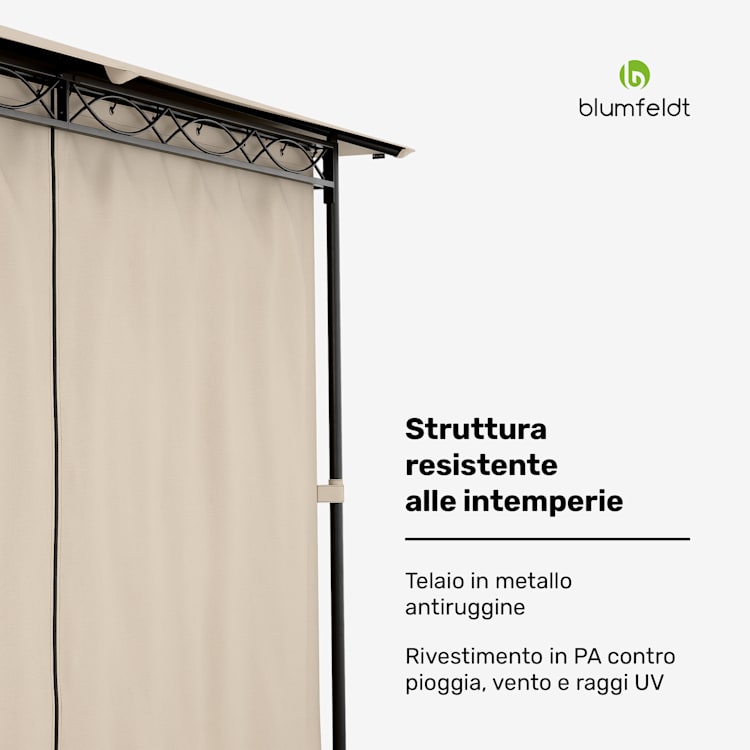 Mondo - Gazebo, 3x4, con telaio in metallo e 4 pareti laterali 3 x 4 m | Beige