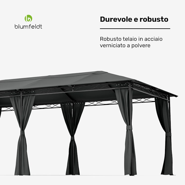 Mondo - Gazebo, 3x6, con telaio in metallo e 4 pareti laterali 3 x 6 m | Grigio scuro