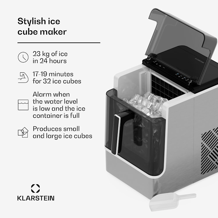 Ice Lux ice cube machine | stainless steel | 23kg/24h | self-cleaning Silver