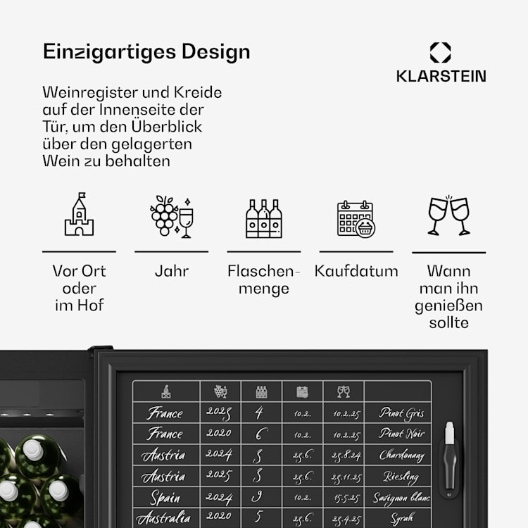 Weinkühlschrank CellarMax | 155 Flaschen | Kompressor | Energieeffizienz E 155 Flaschen