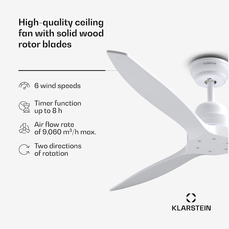 Ventilador de teto Santa Elena 52" | 9.060m³/h | 6 níveis de velocidades | comando de controlo remoto 