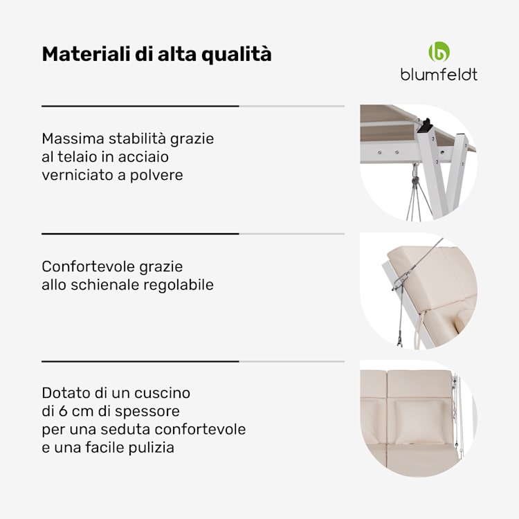 FlexiSwing - Dondolo Hollywood, 2 posti, con schienale regolabile + tettuccio parasole, resistente alle intemperie 2 posti | Beige