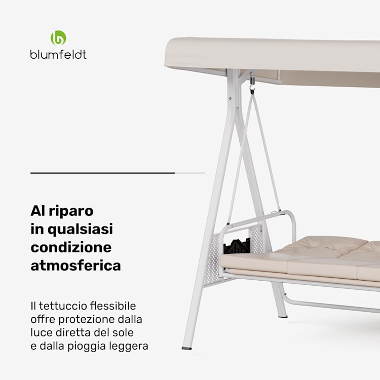 GrandSway - Dondolo Hollywood, 3 posti, regolabile individualmente, acciaio verniciato a polvere, resistente alle intemperie  Beige