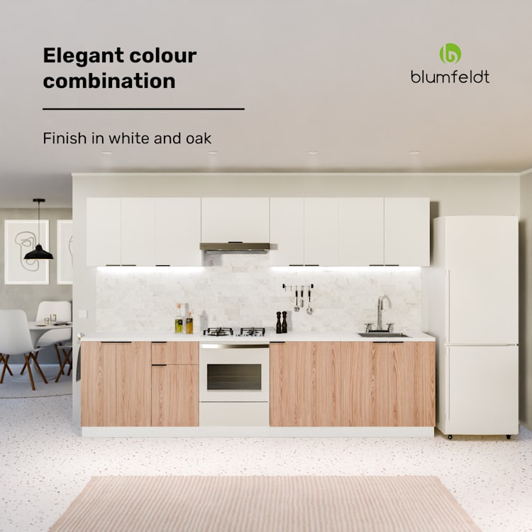 WoodVista Storage Cabinet | Sturdy MDF Worktop | Sustainable Materials | Easy Assembly Cabinet for build-in-oven | White / Oak