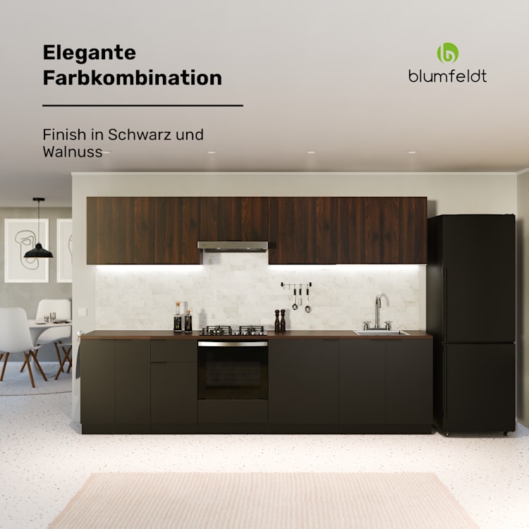 WoodVista Placard de rangement | Plateau de travail MDF stable | Matériaux durables | Montage facile Armoire pour four encastrable | Noyer / Noir