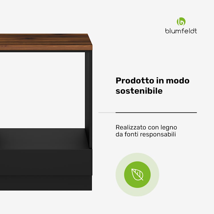 WoodVista - Armadio | Stabile piano di lavoro in MDF | Materiali sostenibili | Montaggio semplice Mobile per forno da incasso | Noce/Nero