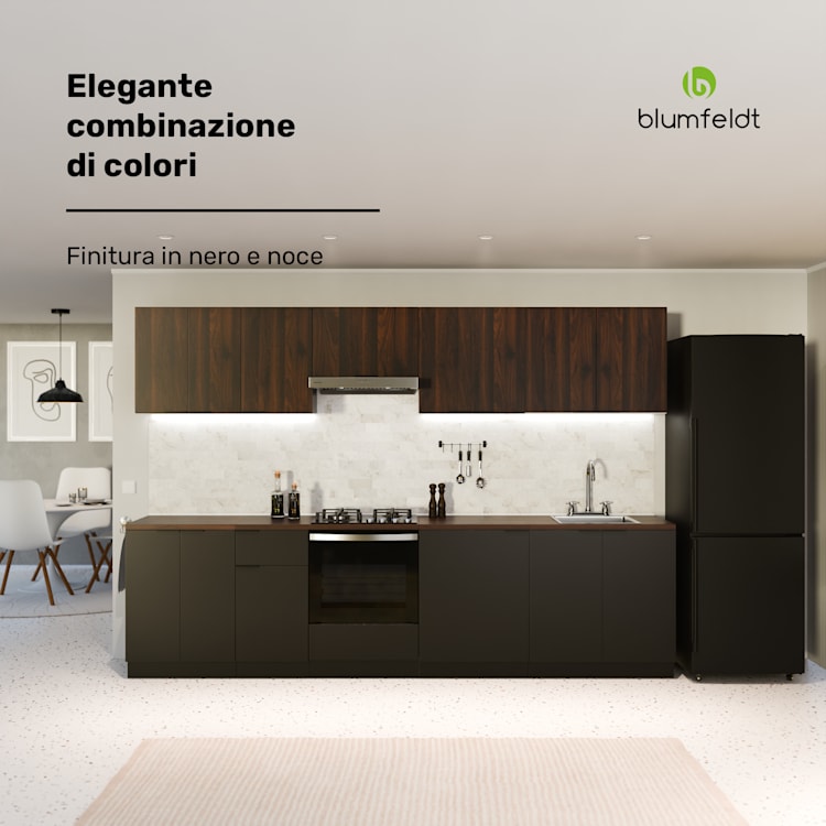 WoodVista - Armadio | Stabile piano di lavoro in MDF | Materiali sostenibili | Montaggio semplice Mobile per forno da incasso | Noce/Nero