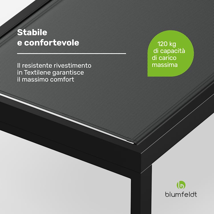  Lucca Lounge - Sedia a sdraio | Capacità di carico di 120 kg | 5 regolazioni | Idrorepellente Grigio scuro