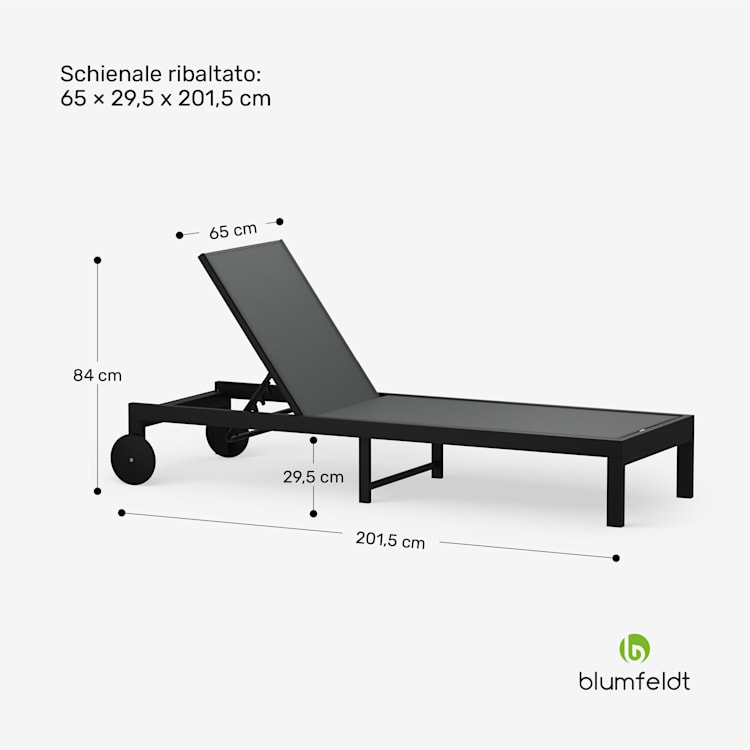  Lucca Lounge - Sedia a sdraio | Capacità di carico di 120 kg | 5 regolazioni | Idrorepellente Grigio scuro