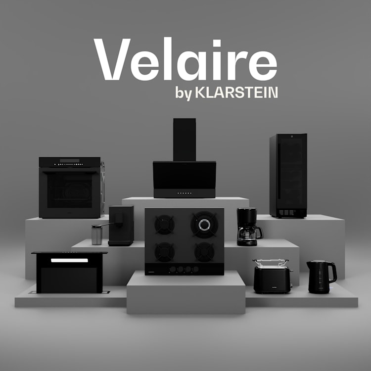 Velaire - Cappa aspirante | Elegante, minimalista, potente | Classe energetica A++ | 820 m³/ora | 90 cm 90 cm | Nero